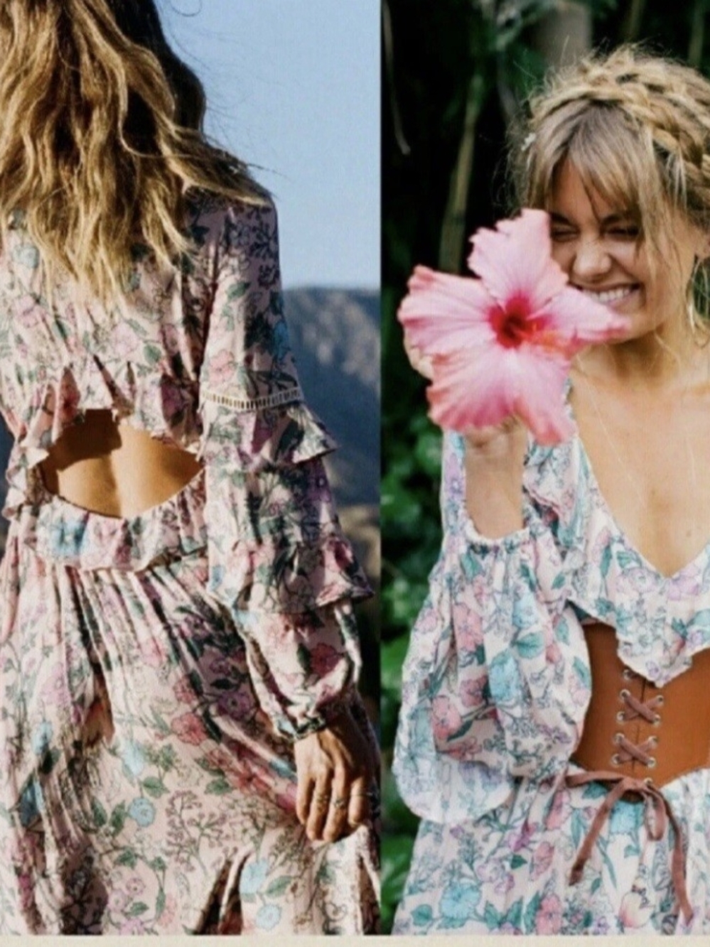Spell & the Gypsy Sayulita Frill Maxi Gown Musk Floral Small - Picture 2 of 7